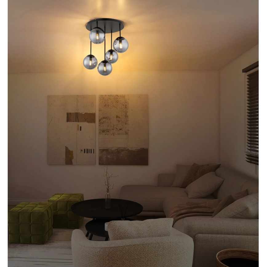 Globo - Stropni luster za površinsku montažu 5xE14/25W/230V crni