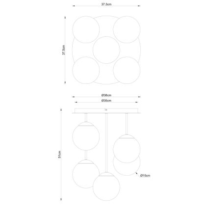 Globo - Stropni luster za površinsku montažu 5xE14/25W/230V crni