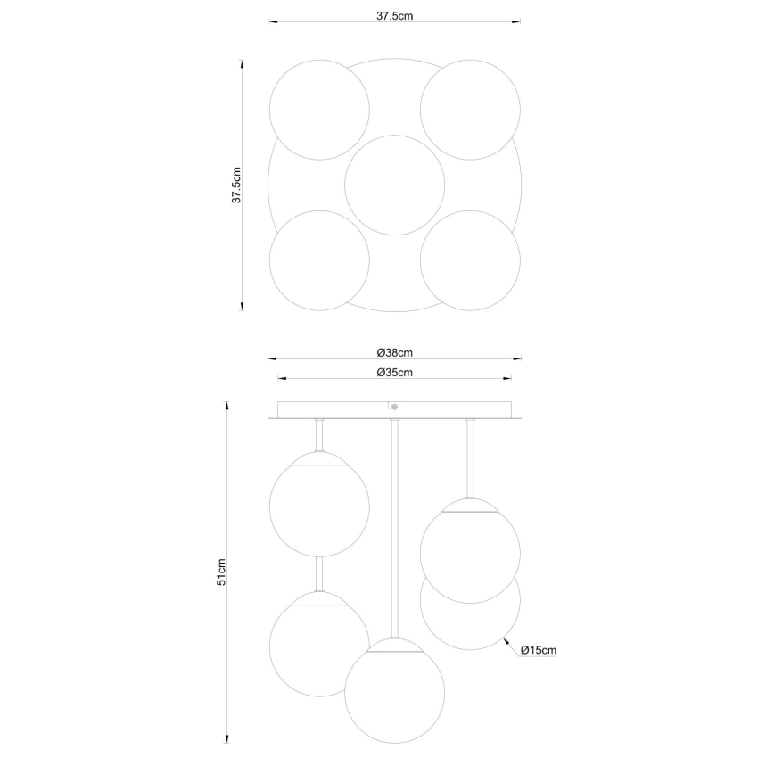 Globo - Stropni luster za površinsku montažu 5xE14/25W/230V crni