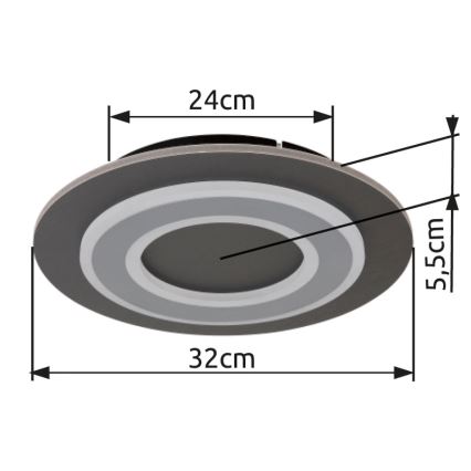 Globo - LED Stropna svjetiljka LED/24W/230V 3000K pr. 32 cm antracit