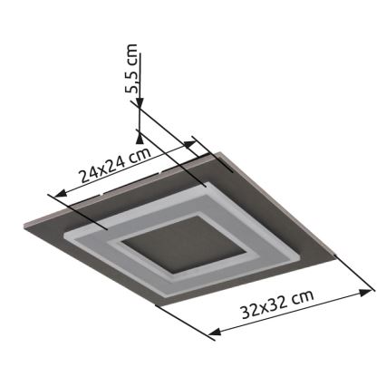 Globo - LED Stropna svjetiljka LED/24W/230V 3000K 32x32 cm antracit