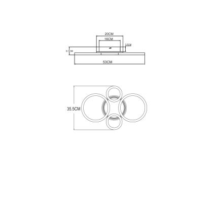 Globo - LED stropna svjetiljka LED/40W/230V 2700/4500/6500K ø 35,5x53 cm mesing