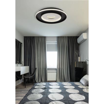 Globo - LED Prigušiva stropna svjetiljka LED/30W/230V 2700-6500K pr. 52,5 cm crna + daljinski upravljač