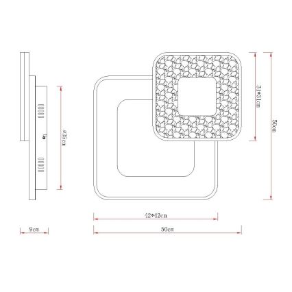 Globo - prigušiva LED stropna svjetiljka LED/48W/230V 2700-6000K 50x50 cm + daljinski upravljač