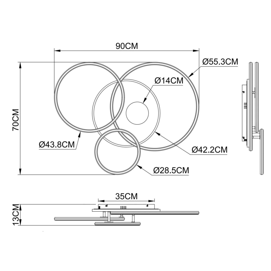 Globo - LED prigušivo stropno svjetlo LED/54W/230V 2700-6500K 90x70 cm srebrno + daljinsko upravljanje