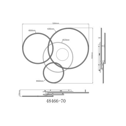 Globo - LED Prigušiva stropna svjetiljka LED/70W/230V 2700-6500K zlatna + daljinski upravljač