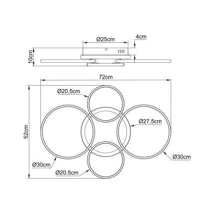 Globo - LED Stropna svjetiljka LED/40W/230V 4000K 72x52 cm crna