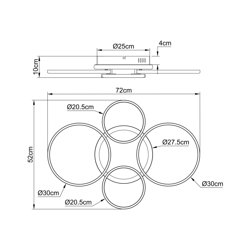 Globo - LED Stropna svjetiljka LED/40W/230V 4000K 72x52 cm crna