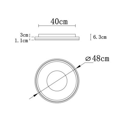 Globo - LED Prigušiva stropna svjetiljka LED/48W/230V 2700-6000K pr. 48 cm + daljinski upravljač