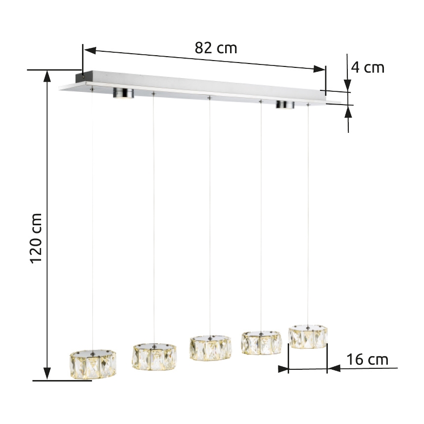 Globo - LED Luster na sajli LED/52W/230V 4000K sjajni krom/prozirna