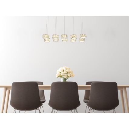 Globo - LED Luster na sajli LED/92W/230V 4000K sjajni krom/prozirna
