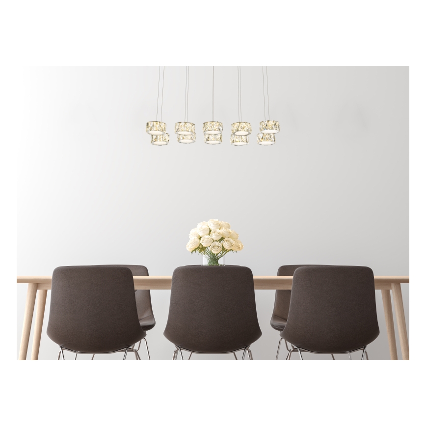 Globo - LED Luster na sajli LED/92W/230V 4000K sjajni krom/prozirna