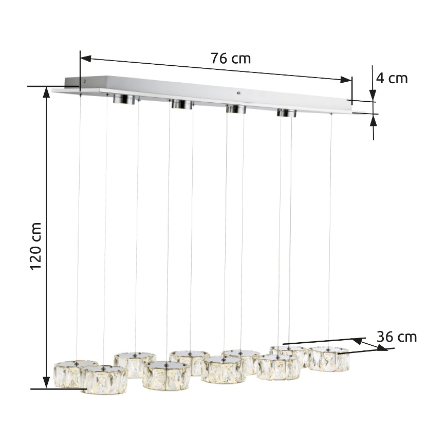 Globo - LED Luster na sajli LED/92W/230V 4000K sjajni krom/prozirna