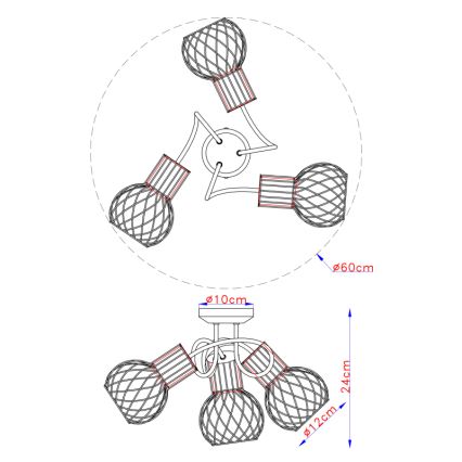 Globo - Nadgradni luster 3xE27/40W/230V