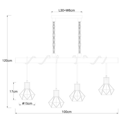 Globo - Luster na sajli 4xE27/60W/230V