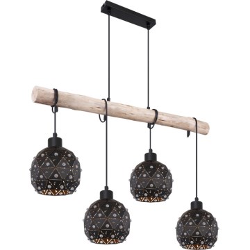 Globo 54029-4H - Luster na sajli JODIE 4xE27/40W/230V bež/crna