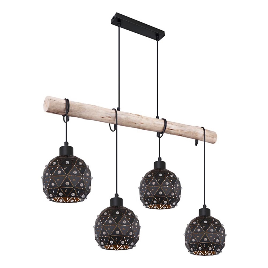 Globo 54029-4H - Luster na sajli JODIE 4xE27/40W/230V bež/crna
