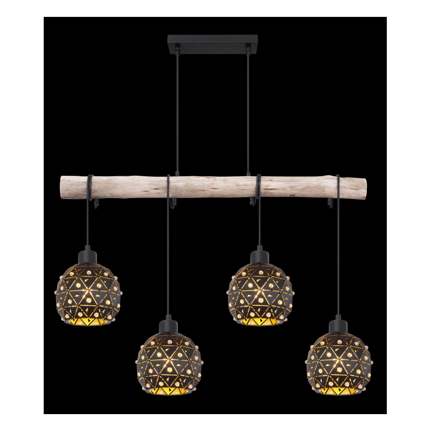Globo 54029-4H - Luster na sajli JODIE 4xE27/40W/230V bež/crna