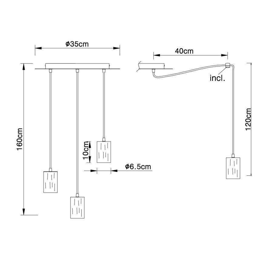 Globo - Luster na sajli 3xE27/60W/230V pauk