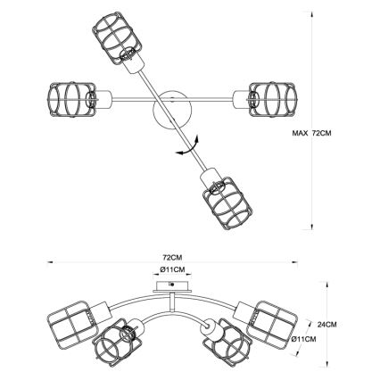 Globo - Nadgradni stropni luster 4xE27/40W/230V