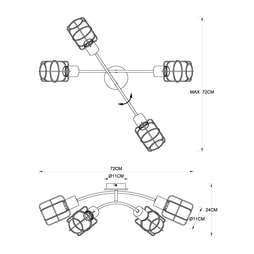 Globo - Nadgradni stropni luster 4xE27/40W/230V