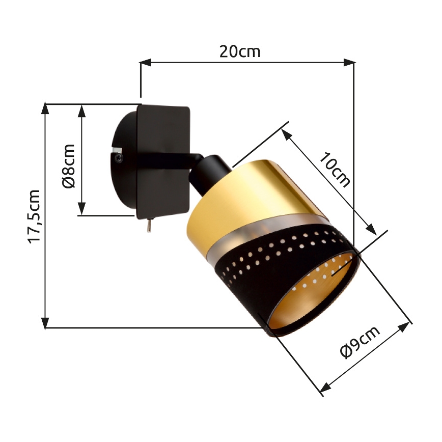 Globo - Zidna reflektorska svjetiljka 1xE14/25W/230V crna/zlatna