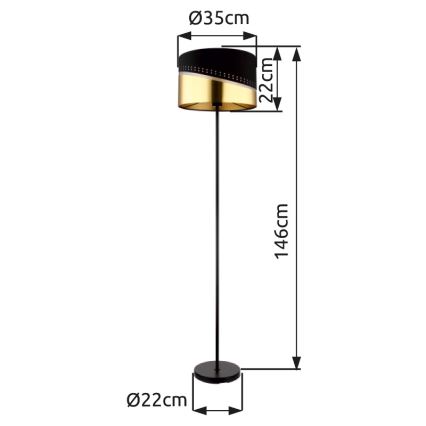 Globo - Podna lampa 1xE27/60W/230V pr. 35 cm crna/zlatna