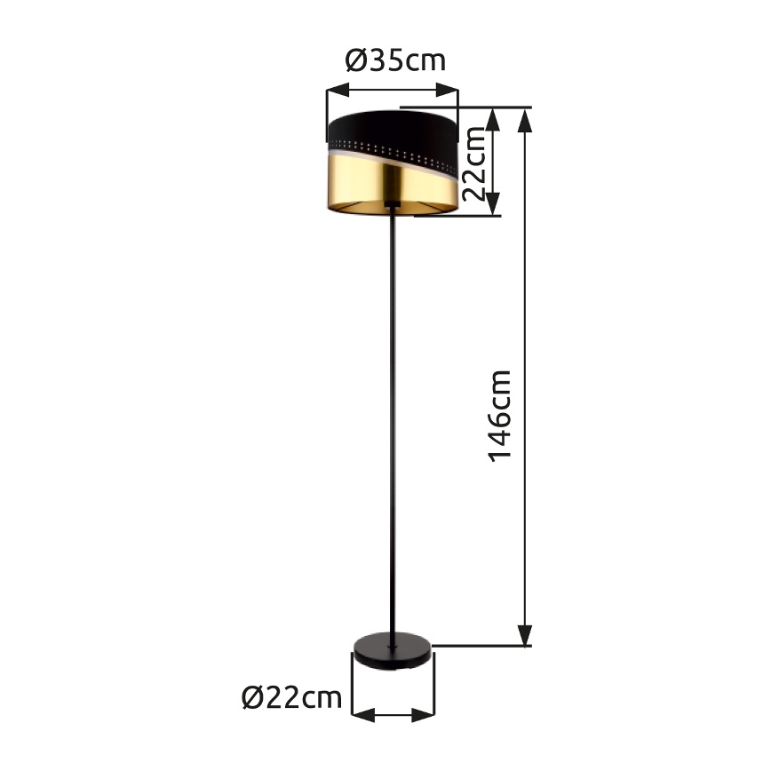 Globo - Podna lampa 1xE27/60W/230V pr. 35 cm crna/zlatna