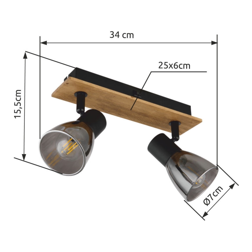 Globo - Zidna reflektorska svjetiljka 2xE14/40W/230V crna/drvo
