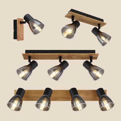 Globo - Zidna reflektorska svjetiljka 2xE14/40W/230V crna/drvo