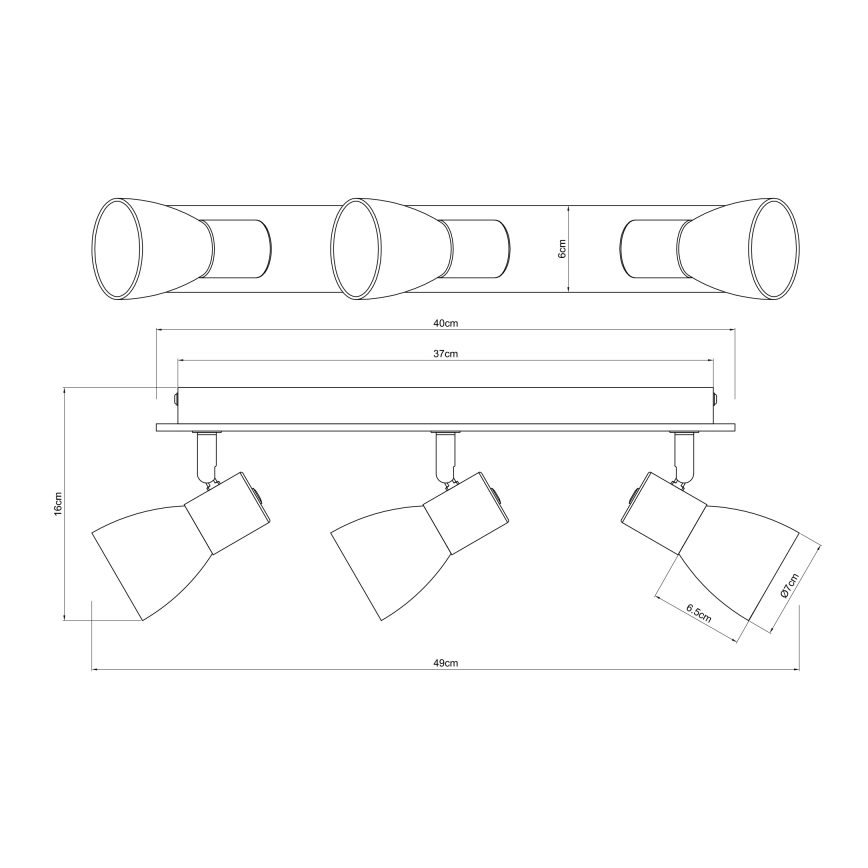 Globo - Ugradbena svjetiljka 3xE14/40W/230V crna/drvo
