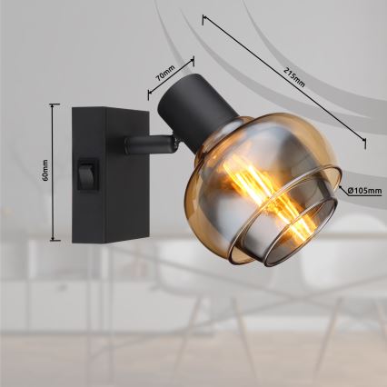 Globo - Zidna reflektorska svjetiljka 1xE14/40W/230V crna