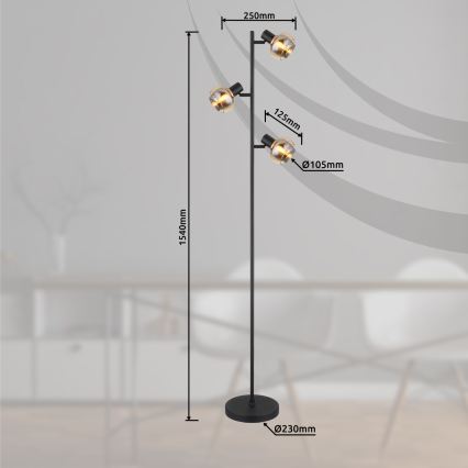 Globo - Podna lampa 3xE14/40W/230V crna