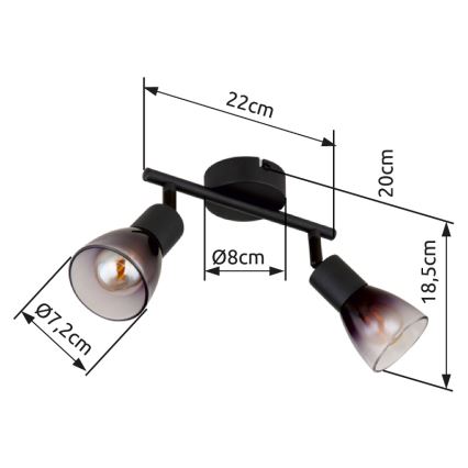 Globo - Reflektorska svjetiljka 2xE14/25W/230V crna