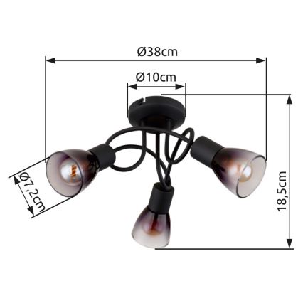 Globo - Nadgradni luster 3xE14/25W/230V crna
