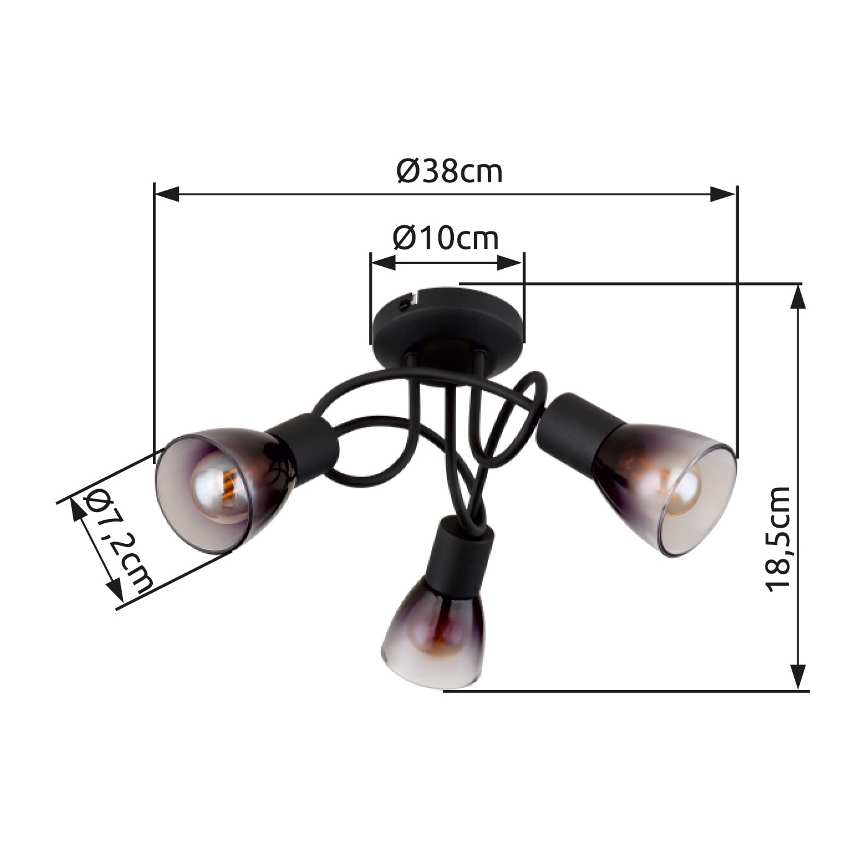 Globo - Nadgradni luster 3xE14/25W/230V crna