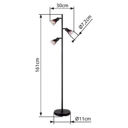 Globo - Podna lampa 3xE14/25W/230V crna
