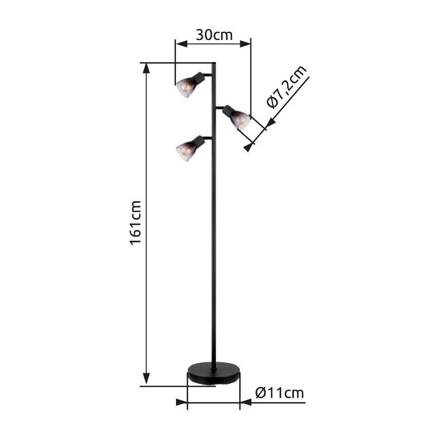 Globo - Podna lampa 3xE14/25W/230V crna