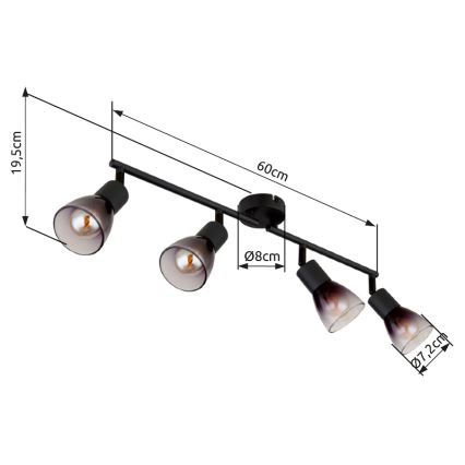 Globo - Reflektorska svjetiljka 4xE14/25W/230V crna