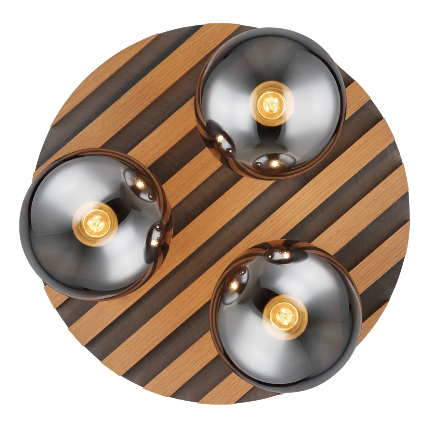 Globo - Stropna svjetiljka 3xE27/40W/230V Ø 39 cm smeđa/dimljena