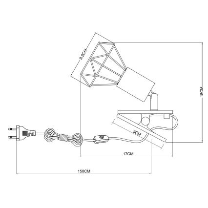 Globo - Zidna lampa s kopčom 1xE14/40W/230V crna