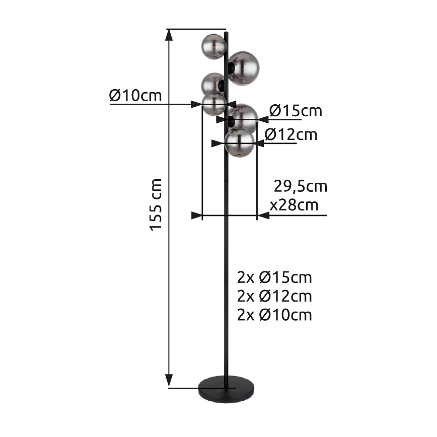 Globo - LED Podna lampa 6xG9/3,5W/230V dimna/crna