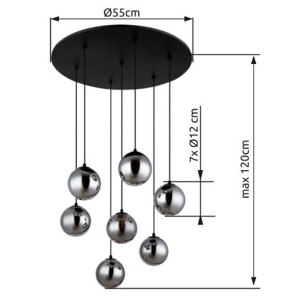 Globo - LED Luster na sajli 7xG9/3,5W/230V dimna/crna