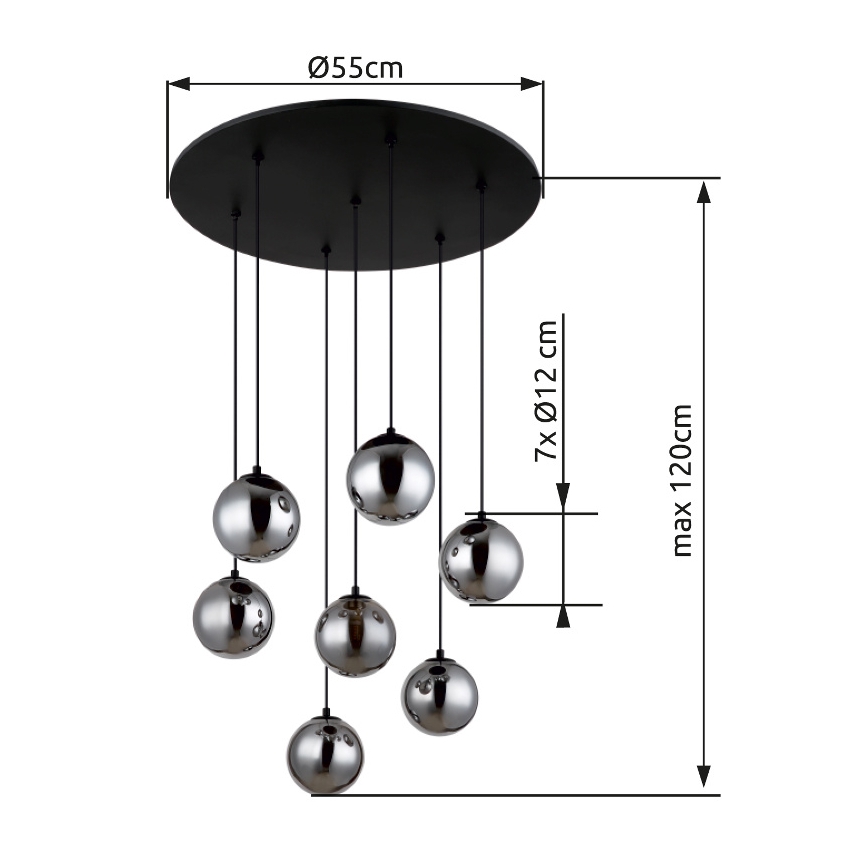 Globo - LED Luster na sajli 7xG9/3,5W/230V dimna/crna