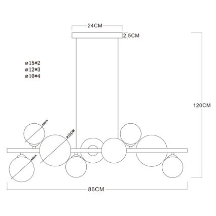 Globo - LED luster na sajli 9xG9/3W/230V