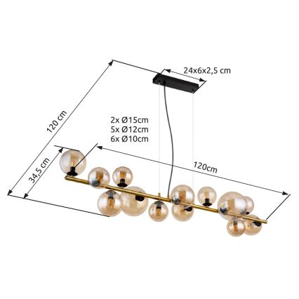 Globo - LED Luster na sajli 13xG9/3,5W/230V dimna/smeđa