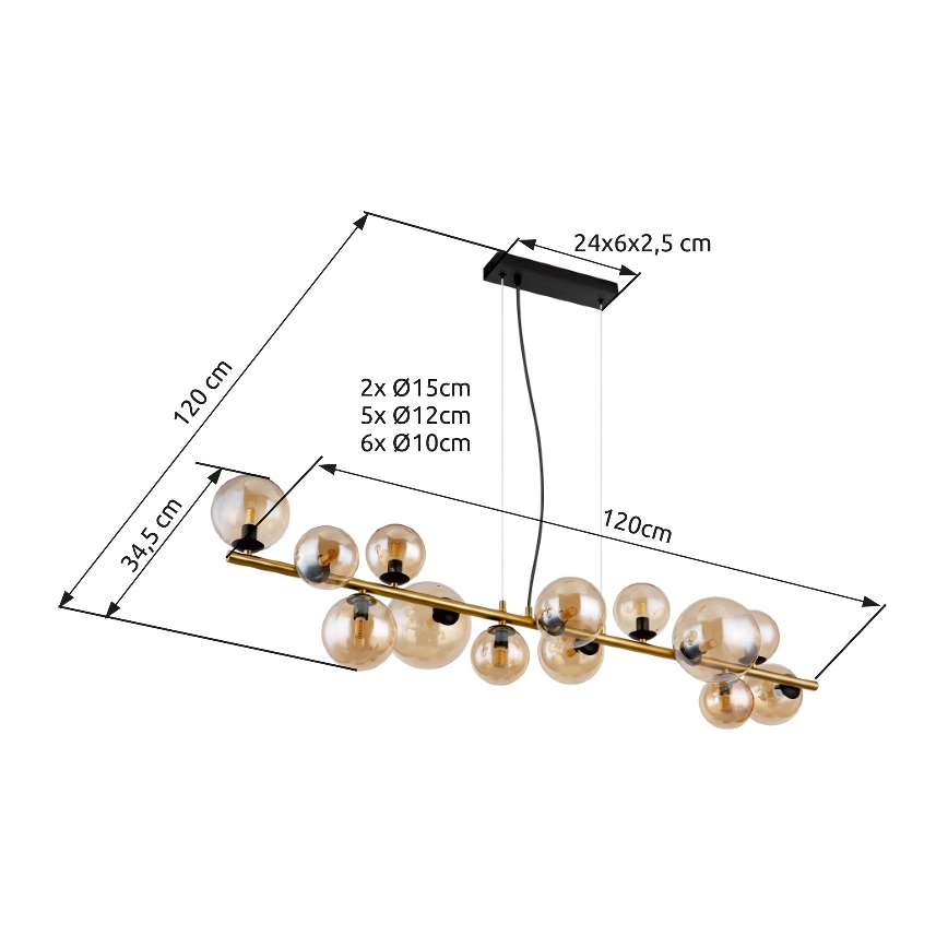 Globo - LED Luster na sajli 13xG9/3,5W/230V dimna/smeđa