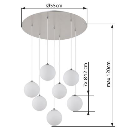Globo - LED Luster na sajli 7xG9/3,5W/230V bijela