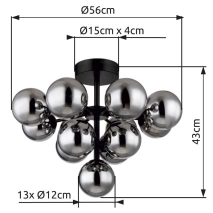 Globo - Nadgradni luster 13xG9/5W/230V pr. 56 cm crna