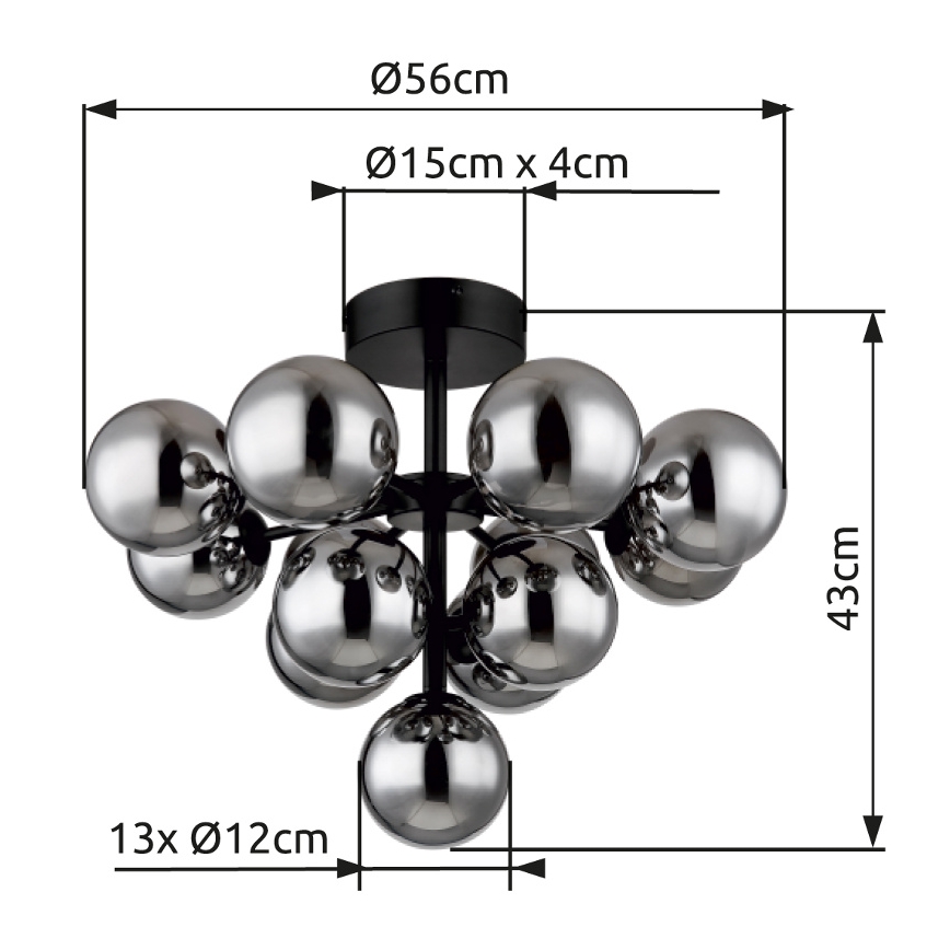 Globo - Nadgradni luster 13xG9/5W/230V pr. 56 cm crna